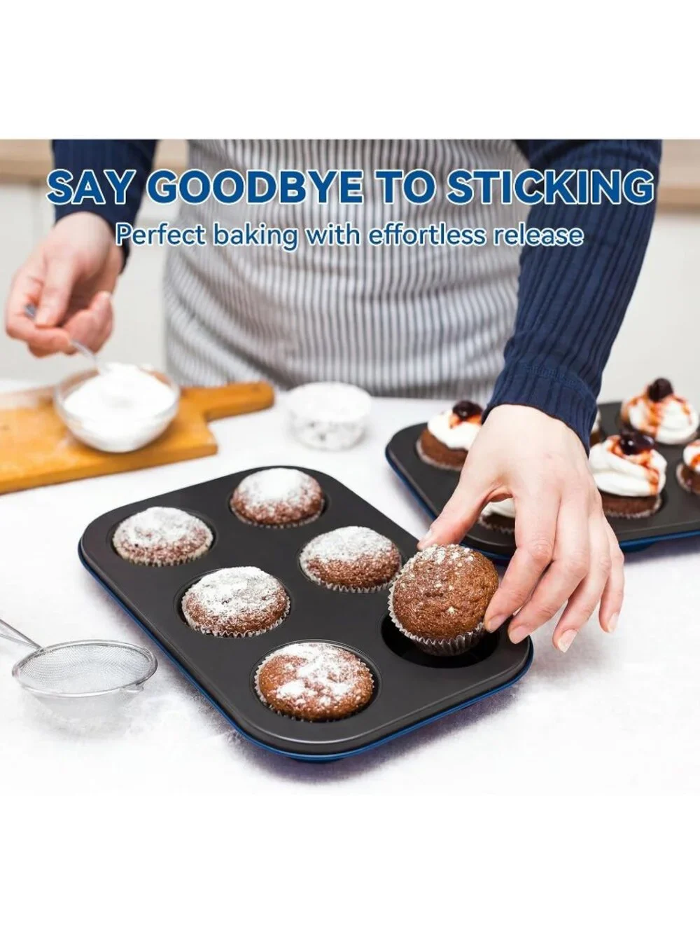 13-Piece Blue Includes Cookie Sheet with Rack Cake Pan Nonstick Bakeware Sets